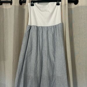 Chic Strapless White and Blue Dress